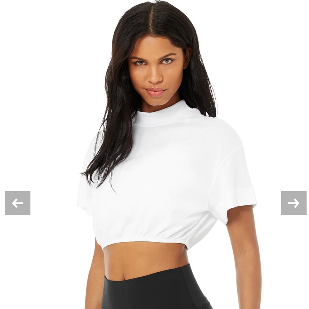 mock neck cinched waist crop tee - SIZE SMALL